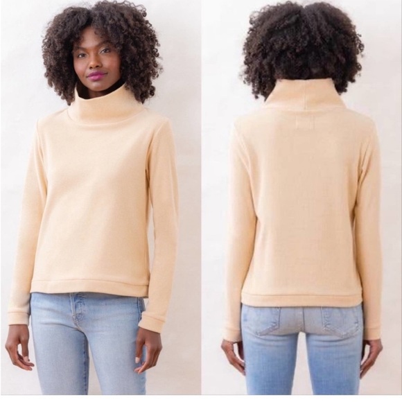 Dudley Stephens Park Slope Turtleneck Terry Fleece Natural Blush Neutral Sz S - Picture 1 of 15